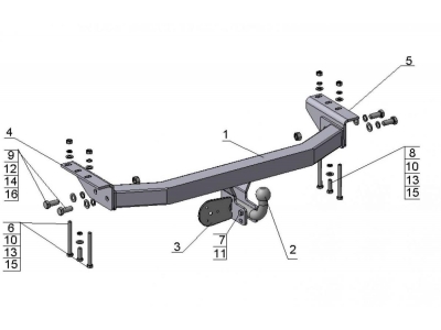 Фаркоп Avtos для Mitsubishi Pajero Sport 1998-2007