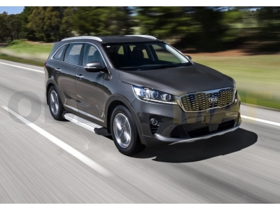 Пороги алюминиевые Rival Silver New для Kia Sorento Prime 2018-2021