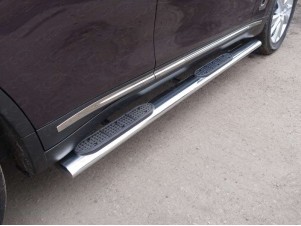 Пороги труба овальная с накладками 120х60 мм для Infiniti QX70 № INFQX7015-04