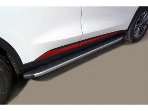 Пороги алюминиевые с пластиковой накладкой (карбон серебро) 1720 мм для Changan CS75 plus II 2022 – н.в. CHANCS75PL23-16SL